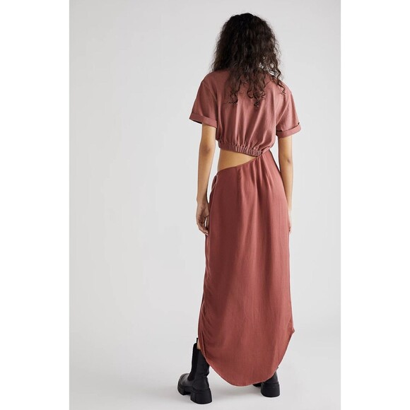 Free People Rae Maxi Dress Redwood Effortless Cutout Resort Beach S NEW 281716 - Picture 4 of 8